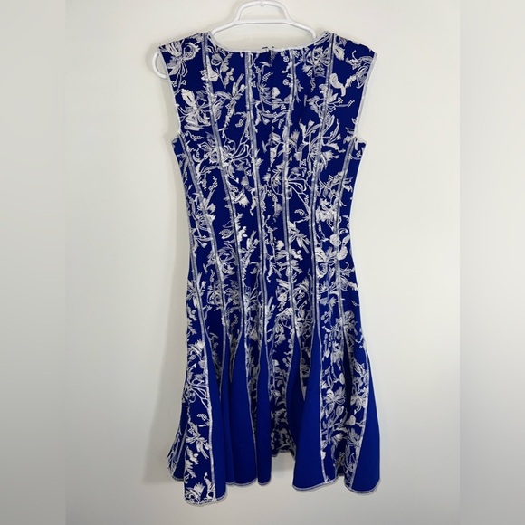 TADASHI SHOJI Blue Floral Embroidered A-Line Dress - Picture 15 of 15